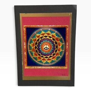 Paul Heussenstamm Peace Sign Mandala Art Print Matted Card Good+